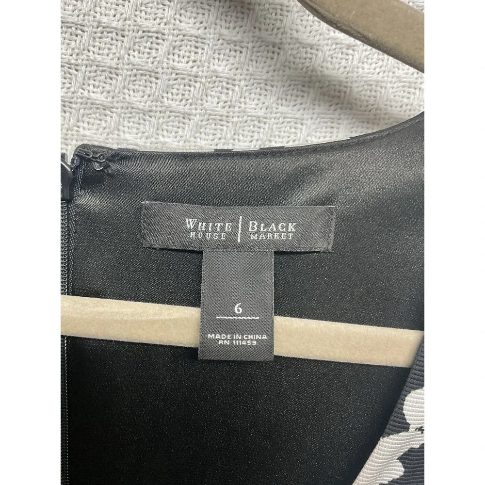 White‎ House Black Market Womens Black White Empire Waist Sheath Dress Size 6